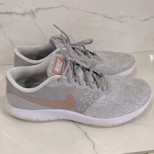 Rose Gold Nike flex contact tennis shoes